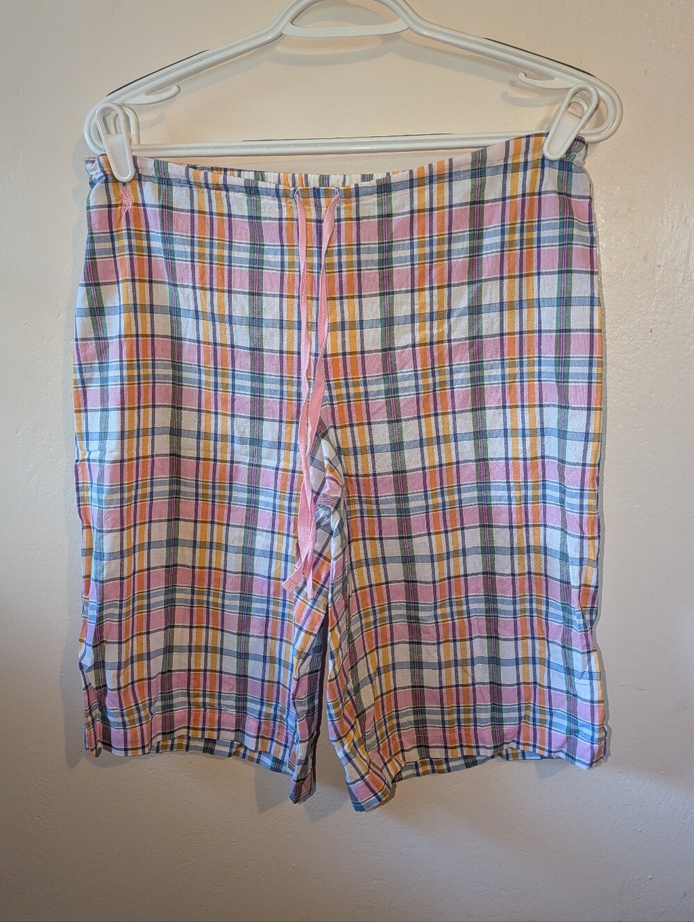Ralph Lauren Pastel Plaid Drawstring Bermuda Shorts - Pink, Yellow & White